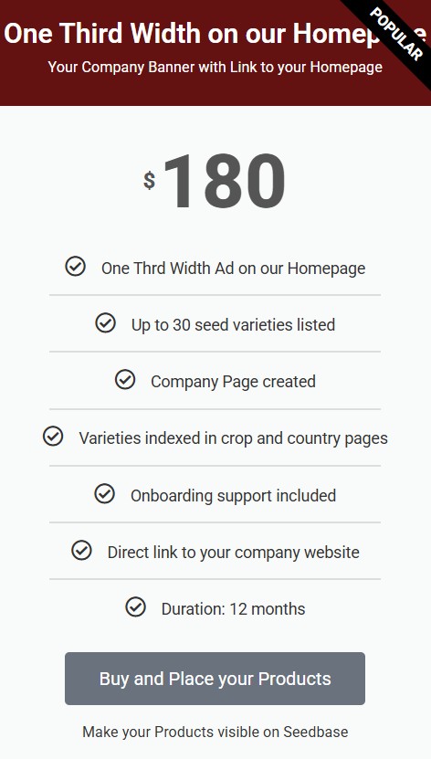 Direct Link to your Company on SEEDBASE SiteBar (12 Months)